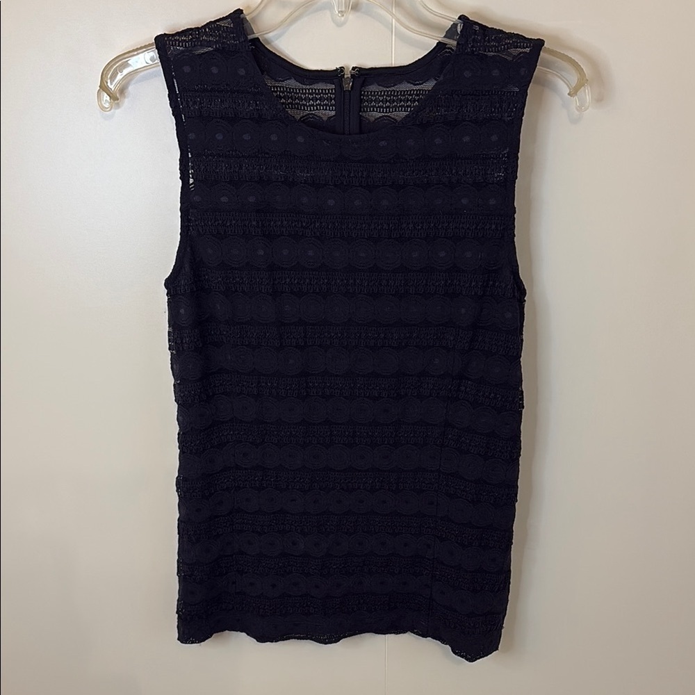 Ann Taylor Navy Blue Lace Top